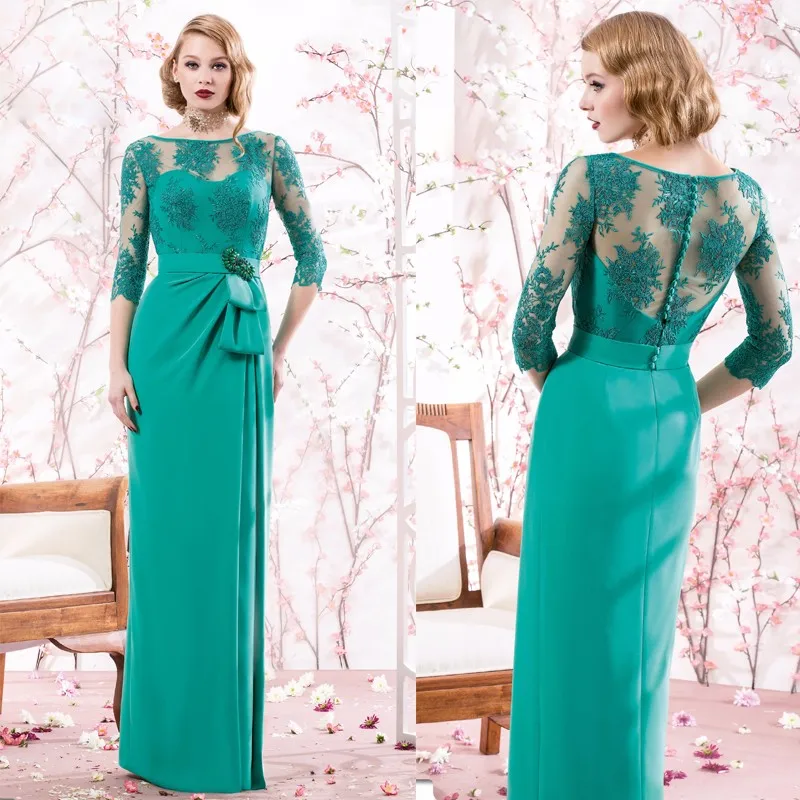 Vestidos De Madre изумрудно-зеленое платье для матери невесты прозрачные симметричные Аппликации из кружев вечерние платья платье для мамы