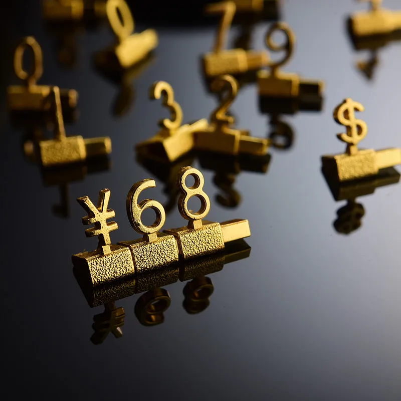 Metal 3D Combined Price Tags Euro Pound Dollar Label Camera Phone Jewellery Store Countertop Display Assembly Number Digit Tags