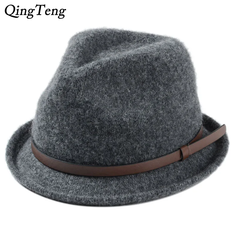 Оригинальный Роскошный мужской шерстяной Джазовый Шапка одноцветная Для мужчин