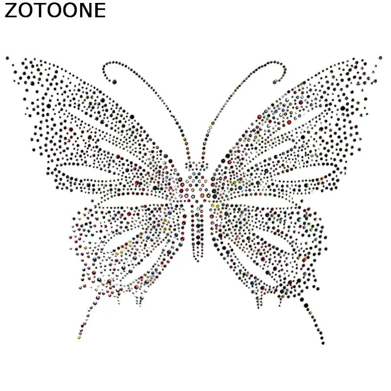 ZOTOONE Супер Яркие бабочки прозрачные стразы Горячая фиксация аппликация из страз для украшения одежды для рукоделия E