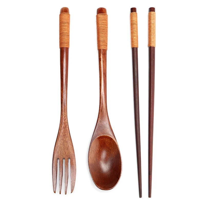 3Pcs Cutlery Set Деревянная кухонная утварь с антипригарным покрытием для приготовления пищи, лопатка для еды, лопатка, ложка, лопатка для еды, кухонные инструменты - Цвет: 3Pcs Cutlery Set