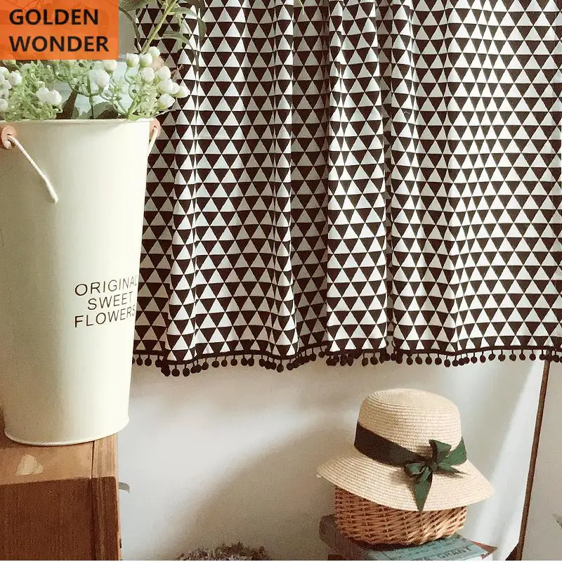 Белая серая черная хлопковая полудверная занавеска маленькие кухонные