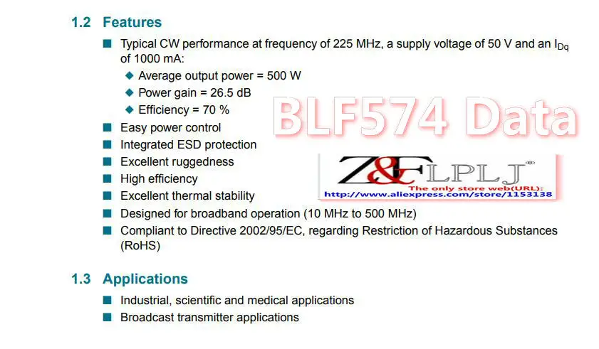BLF574 BLF 574 / 500 W от 10 МГц до LDMOS|blf 574|blf transistor |