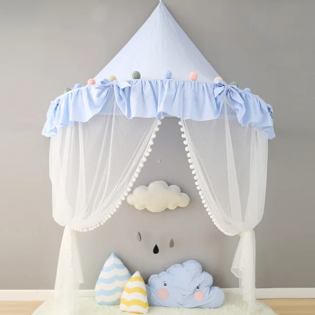 blue Палатка для детской комнаты детская кровать навес Tipi Enfant Teepees для детского игрового дома палатка москитная сетка для детской кроватки украшения для дома - Цвет: blue