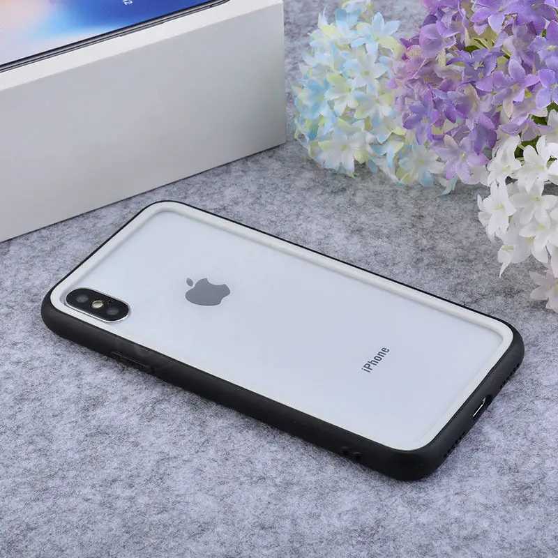 Тонкий Матовый Бампер рамка для iphone 8 7 P 6 6S Plus Xs Max Xr X Двухцветный Мягкий Резиновый ТПУ противоударный защитный чехол - Цвет: BlackWhite