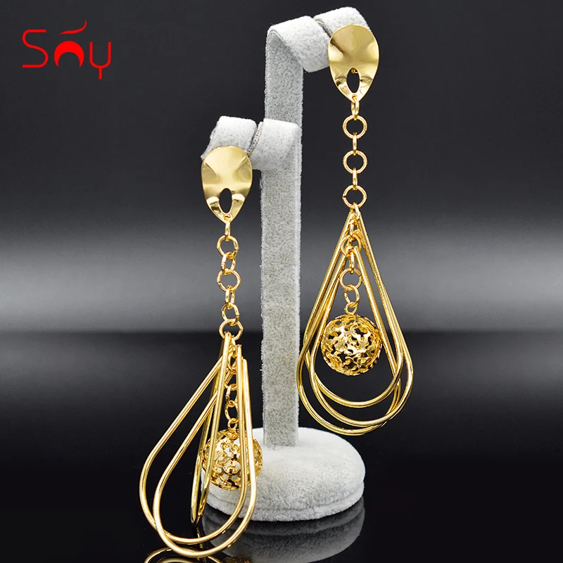Женские винтажные серьги Sunny Jewelry длинные висячие с кубическим цирконием