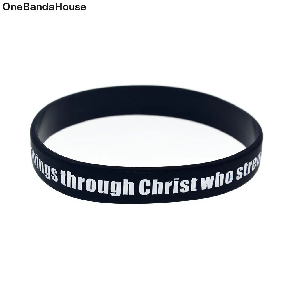1 шт. я могу сделать все через Христа который укрепляет меня силиконовый браслет с