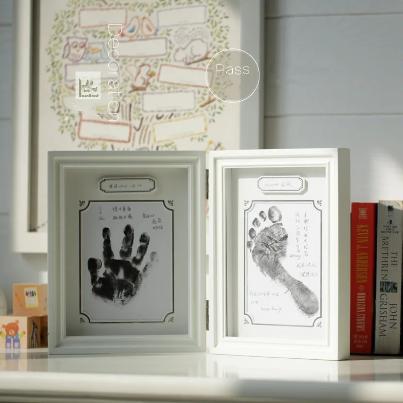 Детский рост памятный подарок фоторамка ручная и ножная печать настольная