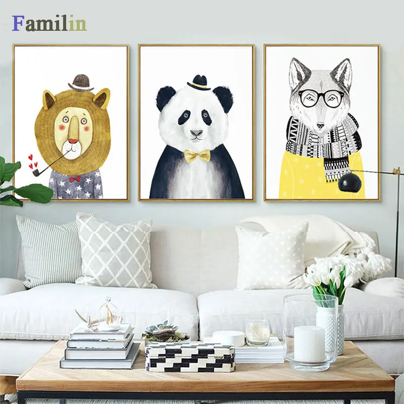 Скандинавский красочный лес олень лошадь фотосессия искусство Масляная печать