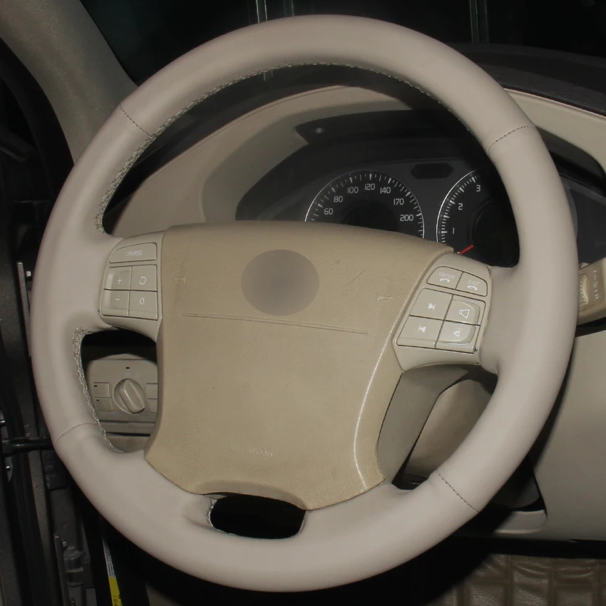 Бежевая натуральная кожа чехол рулевого колеса автомобиля для Volvo S80 2006 2009 XC70 2007