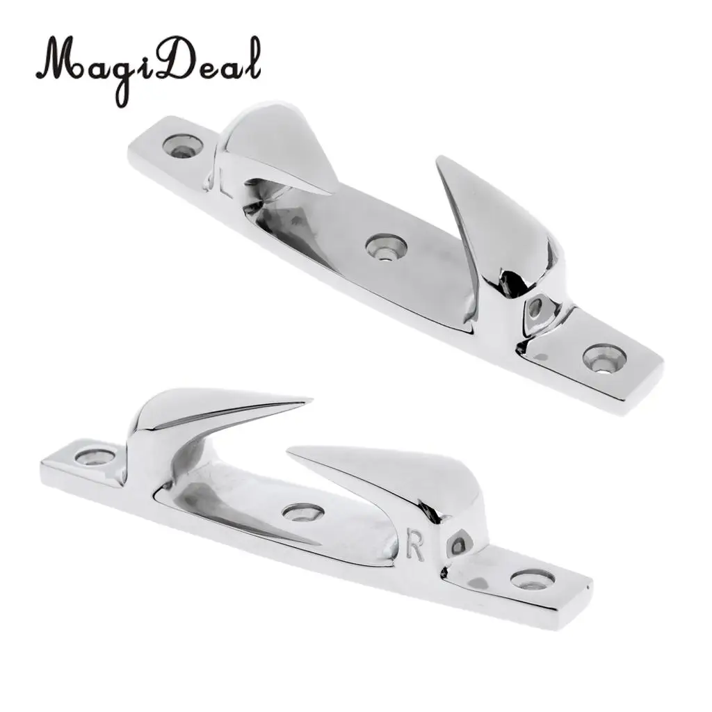 

MagiDeal 1 Pair 119mm Skean Fairlead Marine Boat Bow Cleat Chock Yacht Deck Mooring Rope Cleat - Polished 316 Stainless Steel