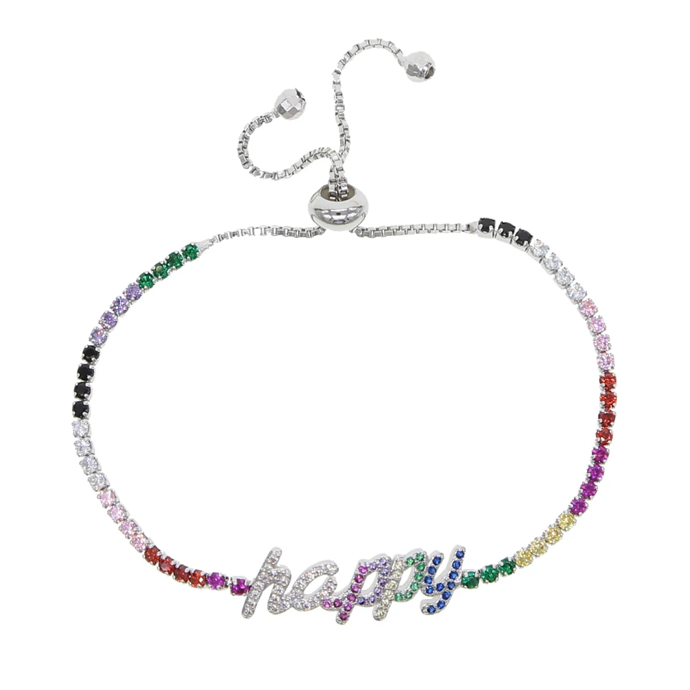 Женские браслеты с надписью регулируемые радугой надписями Love Happy Peace