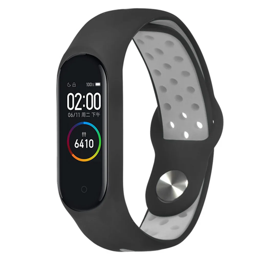 Браслет Correa Mi Band 4 ремешка спортивный мягкий силиконовый двухцветный браслет