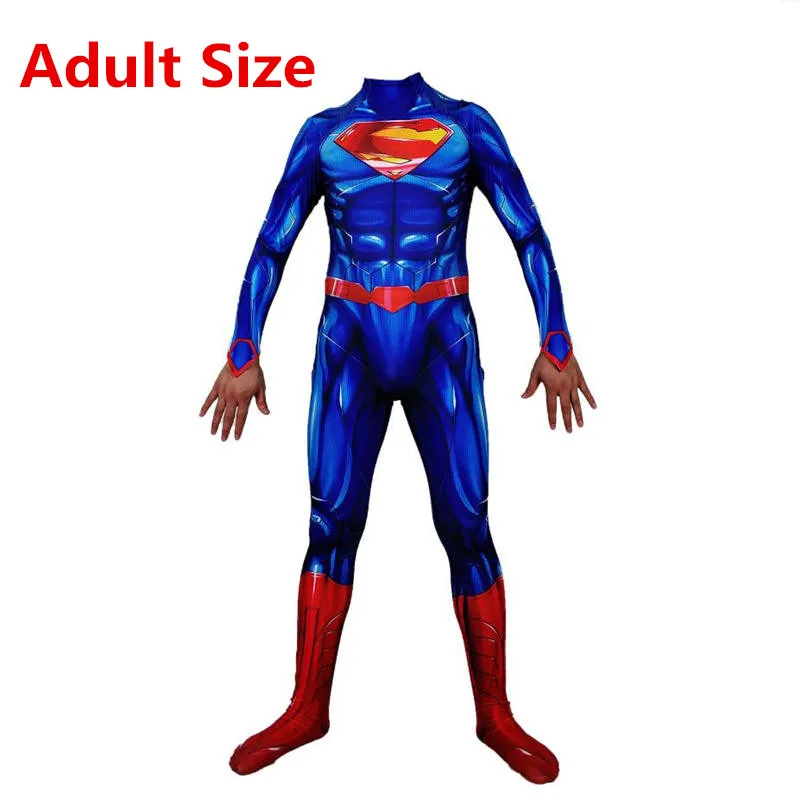 Adult Size Костюм для косплея из аниме «Супермен», «Человек из стали», «Кларк Кент», «супергерой», Детский комбинезон для взрослых, костюм Zentai, костюм на заказ, Новинка - Цвет: Adult Size