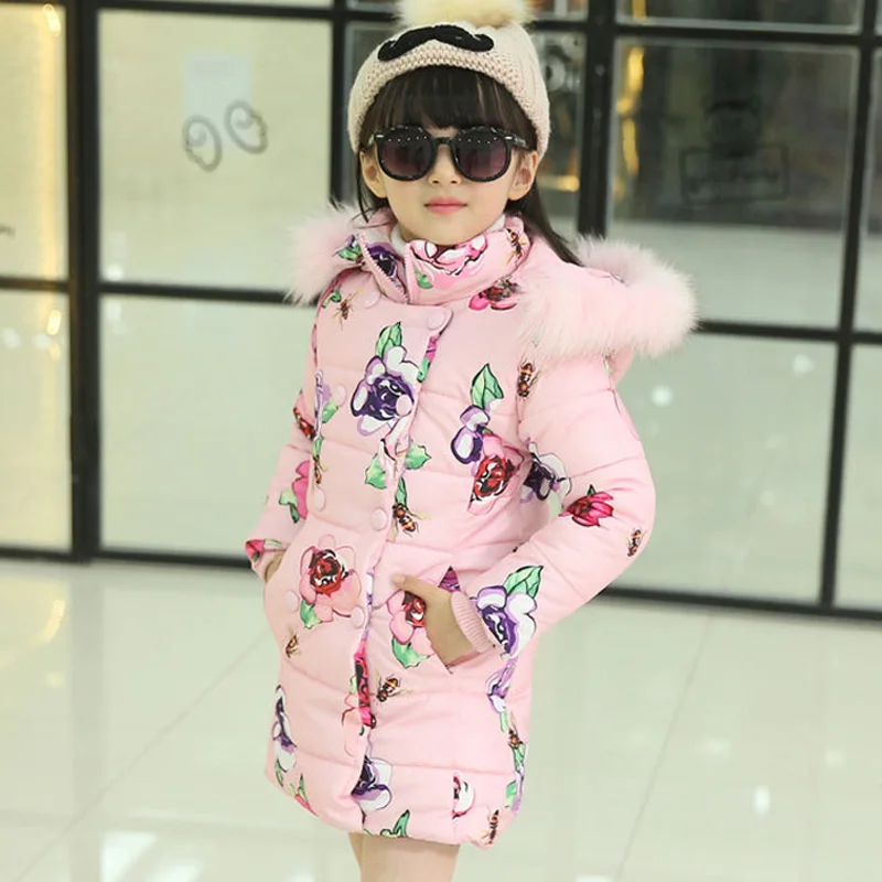 Pink Новые детские зимние пальто для девочек, одежда толстые теплые пуховики для девочек, пальто Длинная Стильная хлопковая верхняя одежда для детей, куртка - Цвет: Pink