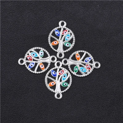 Silver Juya DIY Золото/Серебро компоненты ювелирных изделий Эмаль сглаза шарм Разъемы Аксессуары для ручной работы греческий глаз ювелирных изделий - Цвет: Silver