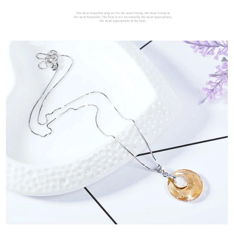 Простые модные Элегантные ожерелья с кулоном в круге победы кристаллы для женщин