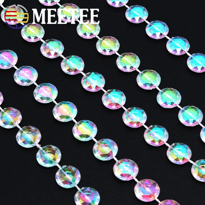 Meetee 5Meters Acrylic Crystal Bead Lace Trims Colourful Family Decoration DIY Curtain Pendant Accessories ZK572 | Дом и сад