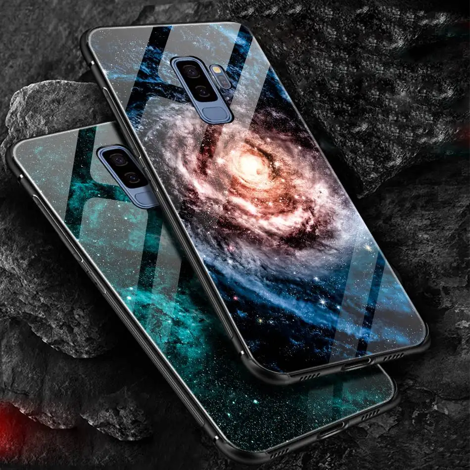 Luxury Tempered Glass Cover For Samsung Note 9 Hard Shell Pattern Case S9 Galaxy 8 Plus |