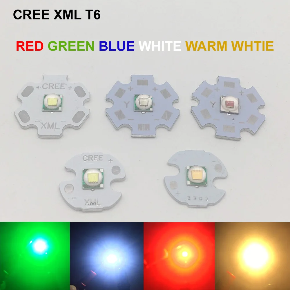 1 шт. CREE XML XM L T6 LED U2 10 Вт Холодный белый Теплый синий красный зеленый УФ