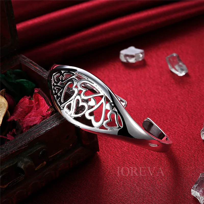 Сердце любовь браслет год сбора винограда для женщин посеребренные браслеты и