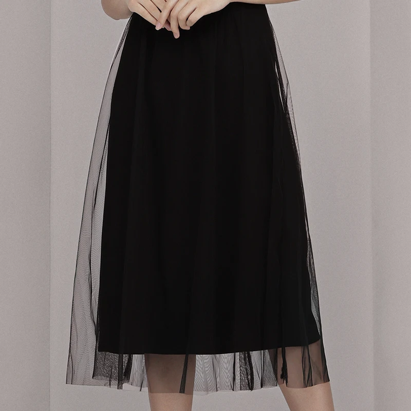 INDRESSME 2019 New Sexy Lace Mesh V Neckline A Line Little Black Dress Midi Party Vestidos Women Outfit | Женская одежда