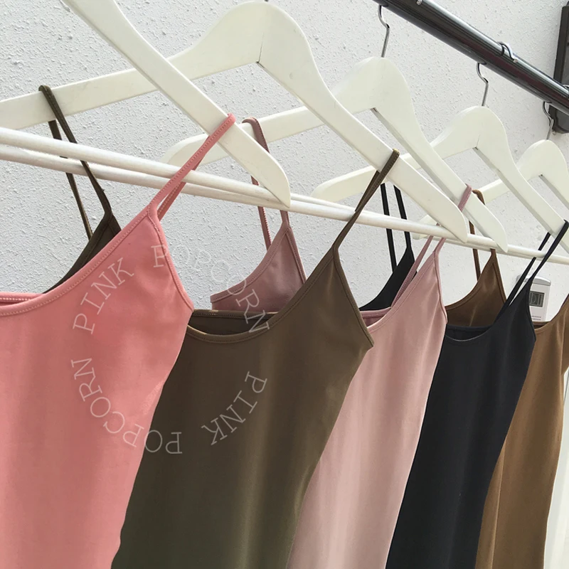 Женская Повседневная майка из модала 5 цветов длинные майки на тонких бретелях