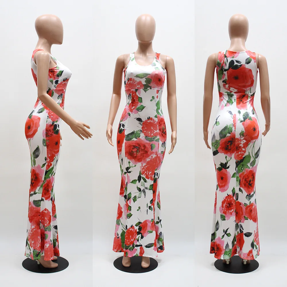 Цветочный принт v-образным вырезом шифон длинные dress женщины спинки 2017 maxi vestidos