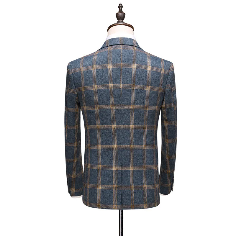 PYJTRL мужские модные клетчатые дизайнерские костюмы из трех предметов смокинг для