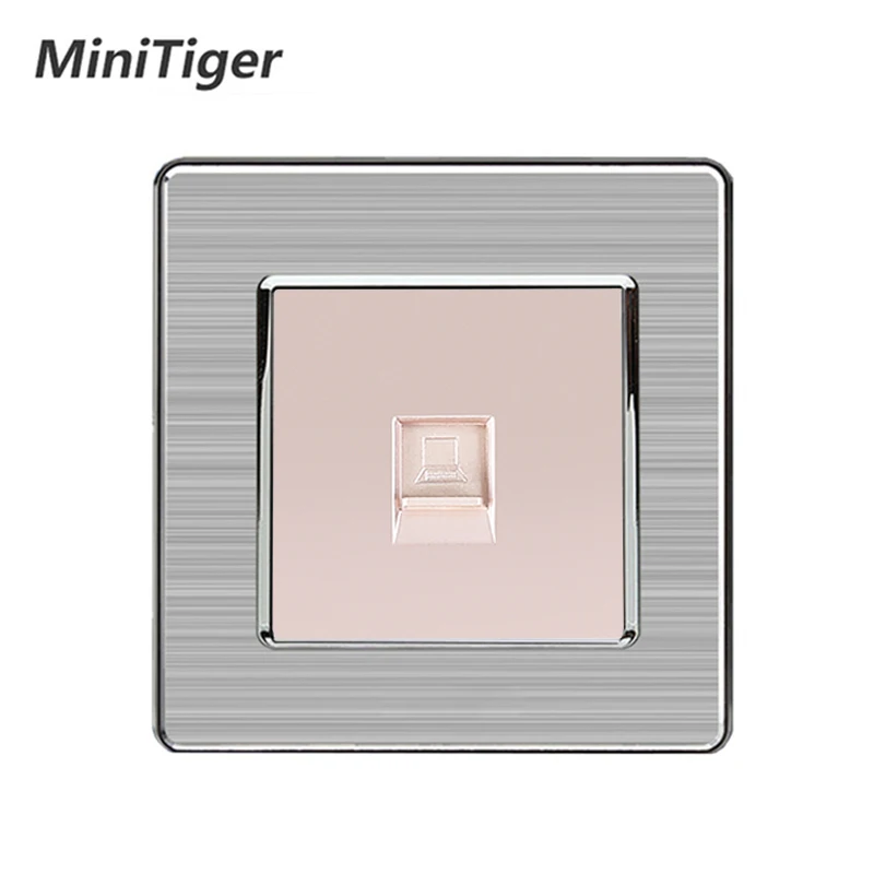 Розетка сетевая Minitiger RJ45 1 клавиша разъем из нержавеющей стали с матовой панелью