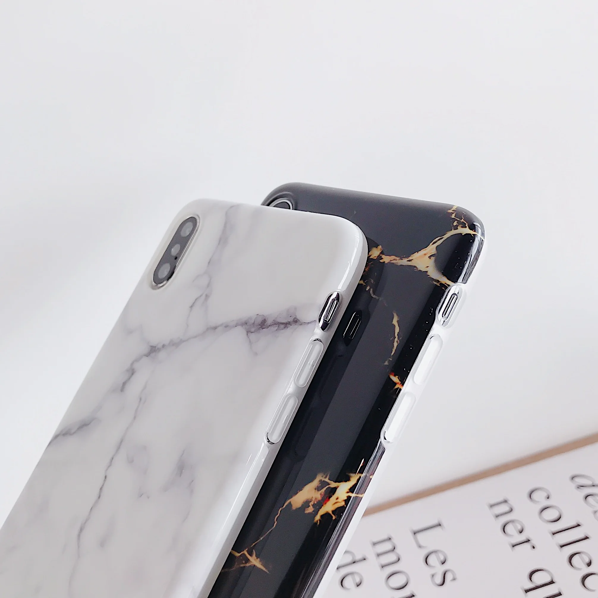 Popular Fashion Glossy Light Pink Blue White Black Marble Phone Cases Cover for iPhone 7P 6 6S 7 8 Plus XS Max XR X Coque Fundas |