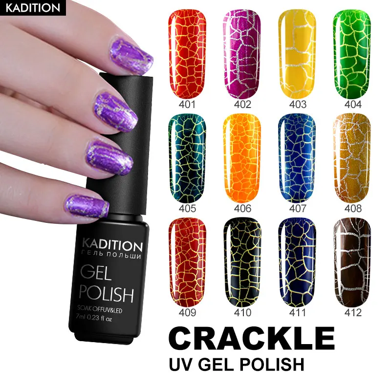 УФ-Гель-лак KADITION Crackle 7 мл для маникюра 12 цветов | Красота и здоровье