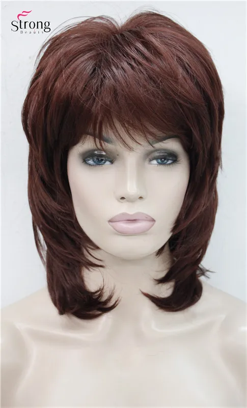 StrongBeauty короткий лохматый слоистый медный красный Классический колпачок полный синтетический парик женские парики выбор цвета