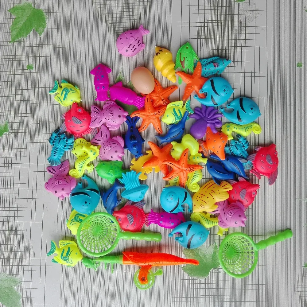 

Новая рыболовная удочка для пруда, 50 шт./компл., 3D модель рыбы, детские игрушки для ванной, развлечение на открытом воздухе, детская игрушка