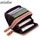 Кошелек для мужчин и женщин, из натуральной кожи, с карманом для монет на молнии