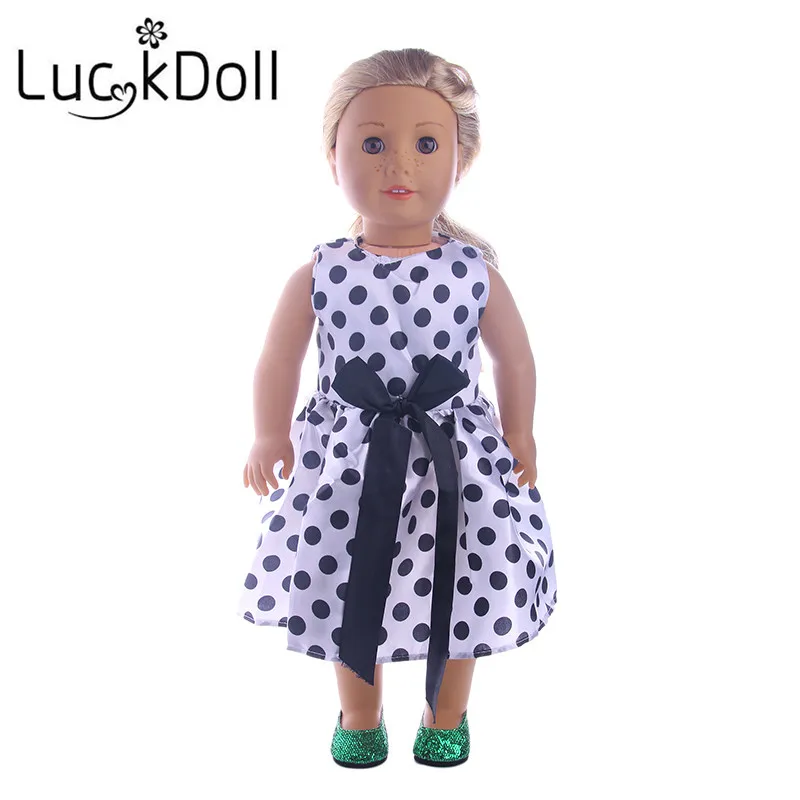 LUCKDOLL Белое и черное платье с бантом подходит для 18 дюймов американский размер 43