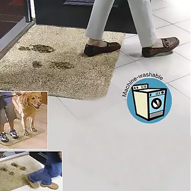 Толстый коврик из микроволокна для двери, супер впитывающий коврик в кружку, включает в себя водонепроницаемый вкладыш для очистки двери, супер впитывающий дверной коврик, как показано по телевизору