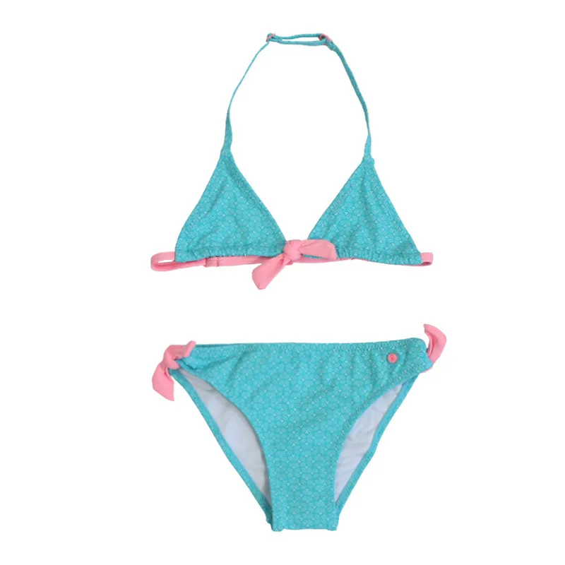 Летний купальник для девочек обтягивающий эластичный детский из двух предметов