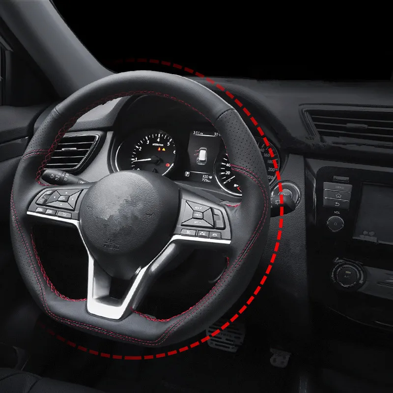 Кожаный чехол на руль для Nissan X trail T32 2017 2019 сшитый вручную автомобильные