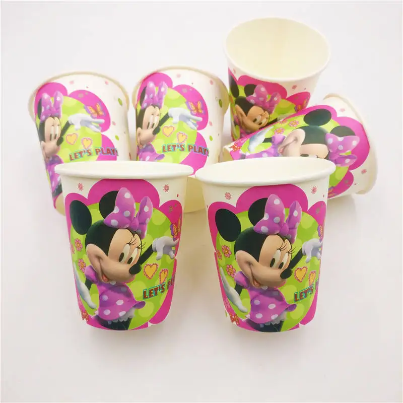 cups 10pcs Минни Маус детские украшения для дня рождения Детские вечерние принадлежности для девочек вечерние одноразовые столовые приборы баннер на тарелке, чашке наборы вилок - Цвет: cups 10pcs