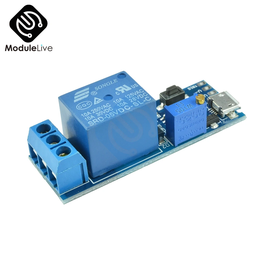 Микро USB регулируемый релейный переключатель с задержкой 5 30 В постоянного тока