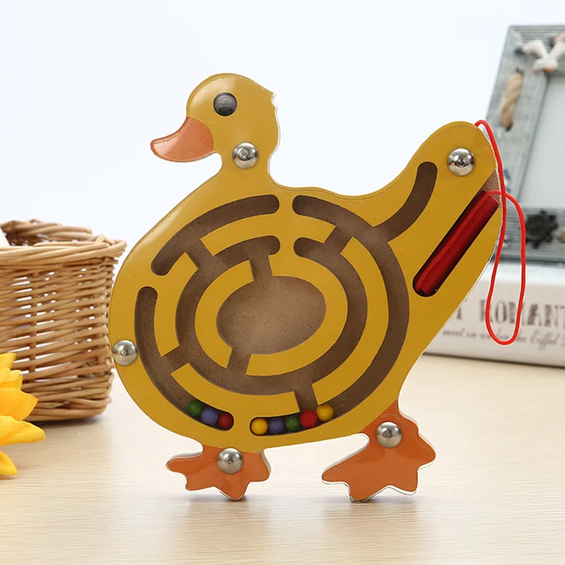 Duckling Головоломки игрушки раннее образование Унисекс Магнитная ручка мяч-ходьба лабиринт игрушка индивидуальная мозаика животный интерес развития - Цвет: Duckling