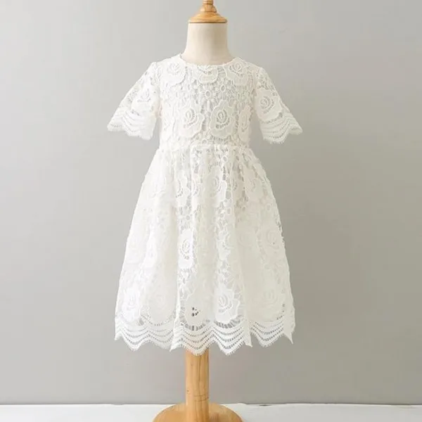 Everweekend Princess Girls Summer White Lace Party Dress Ruffles Western Fashion Children Flower Holiday Dresses | Детская одежда и