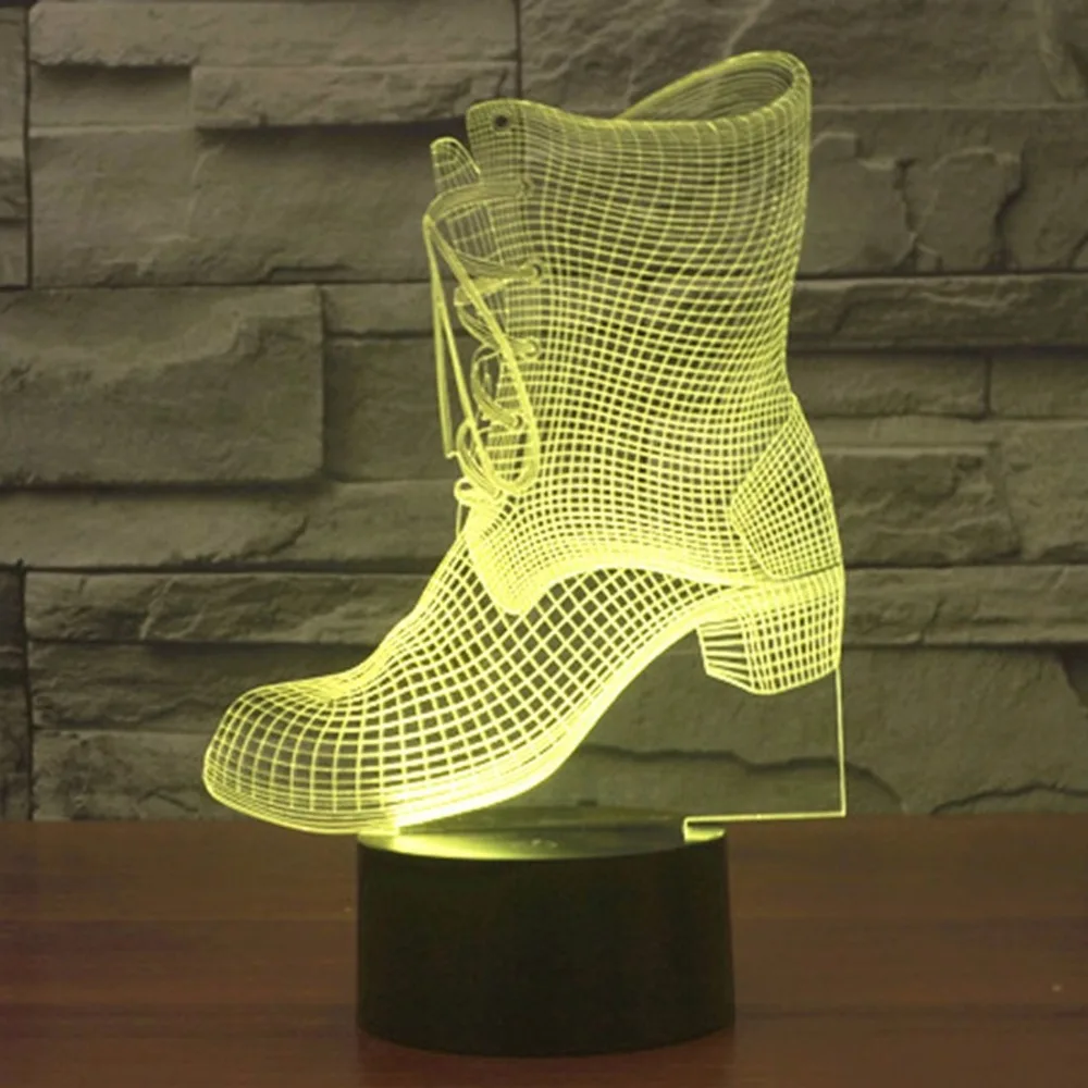 3D иллюзия Сапоги и ботинки для девочек Стиль акриловые светодиодные лампы Ночник