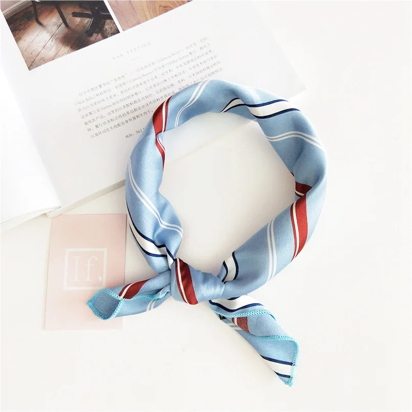 Elegant Women Square Silk Head Neck Feel Satin Scarf Skinny Retro Hair Band Tie Small Fashion Lady scarfs |
