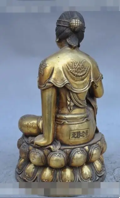 S5489 12&quotChinese buddhism fane bronze Waibo mother Kwan-Yin Bodhisattva Buddha Statue |