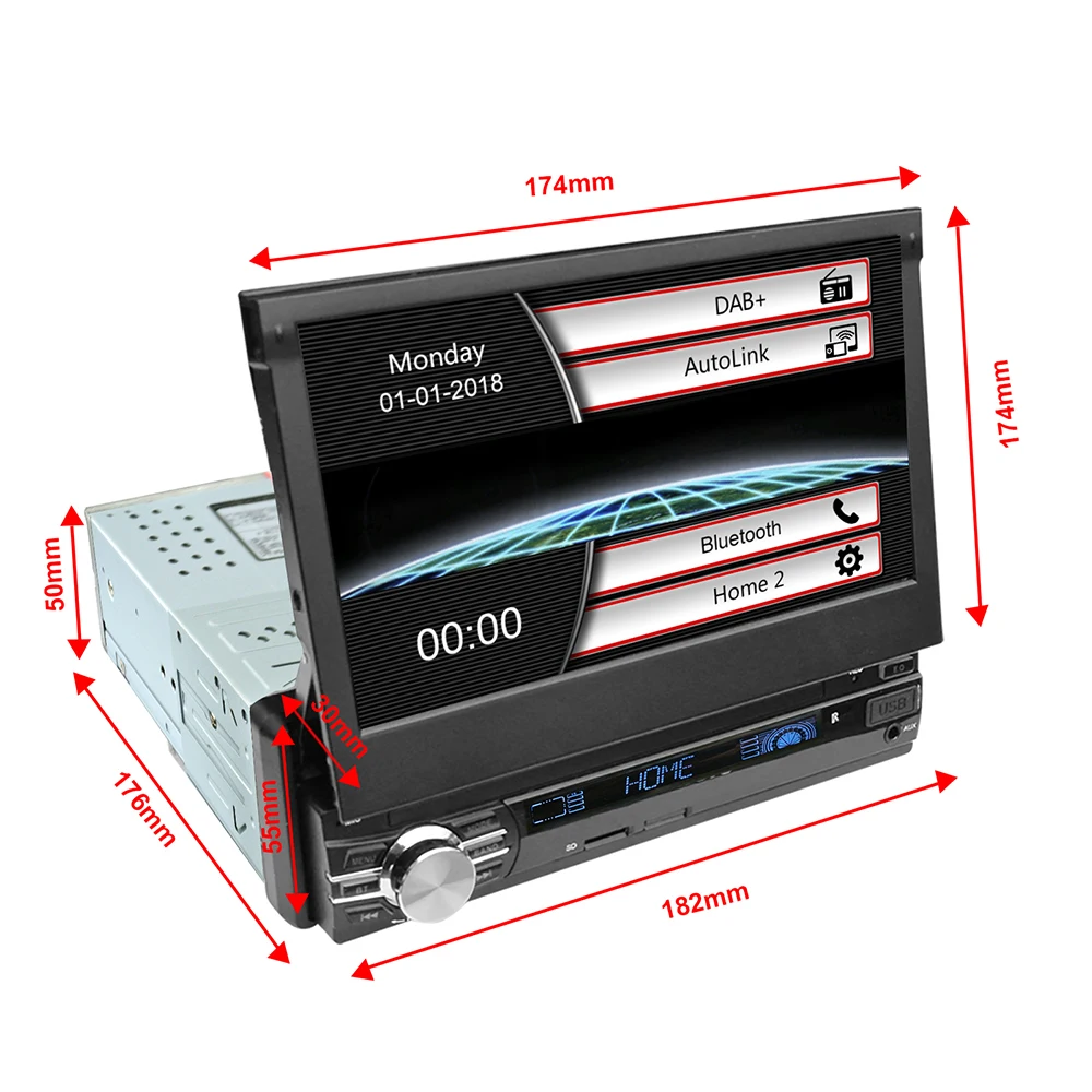 1Din автомобильный dab радио 7 &quotаудио стерео FM AM R.D.S Авторадио Bluetooth универсальный