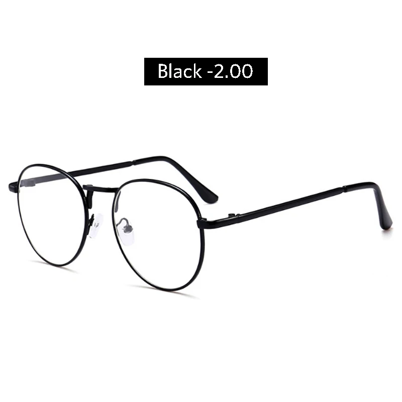 Black -2.00 Iboode Ретро близорукие очки линзы металлические очки близорукость-1,00-1,50-2,00-2,50-3,00-3,50-4,00-диоптрий унисекс близорукие очки - Цвет оправы: Black -2.00