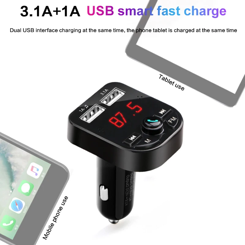 Автомобильный комплект Bluetooth 5 0 Handsfree беспроводной fm-передатчик lcd MP3-плеер USB
