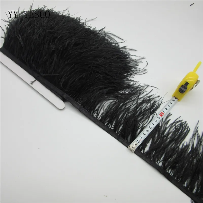 

Wholesale 10 yards high quality black Ostrich Feather fringe Ostrich feather ribbon 4-5inch/10-12cm free shipping accessories,
